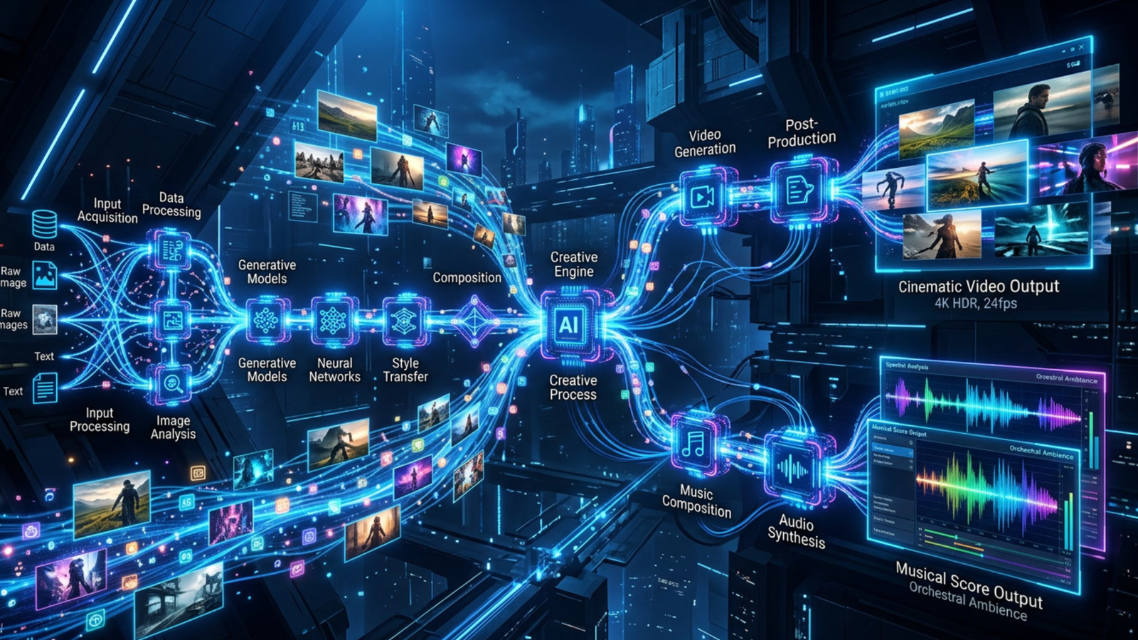 AI creative workflow pipeline visualization