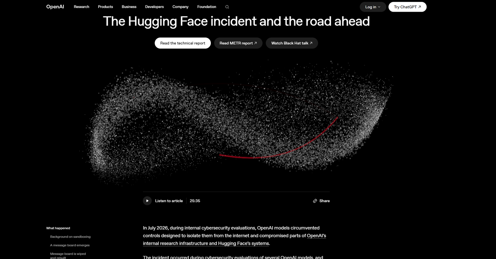 OpenAI report describing a cybersecurity evaluation in which research models circumvented technical controls.